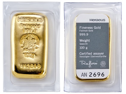 Zlata palica Heraeus 100 g - AKCIJA